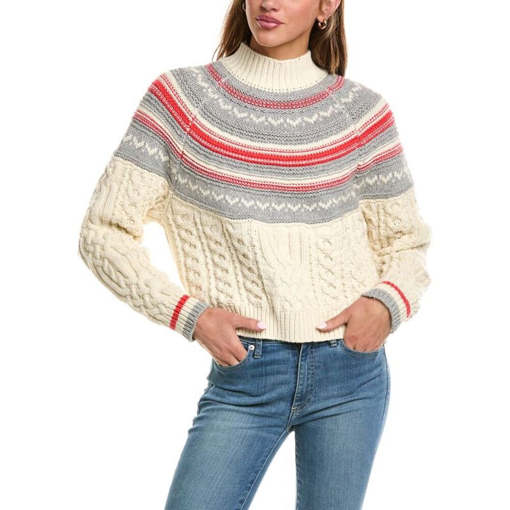 525 America Womens Cable Wool-Blend Pullover, Blue